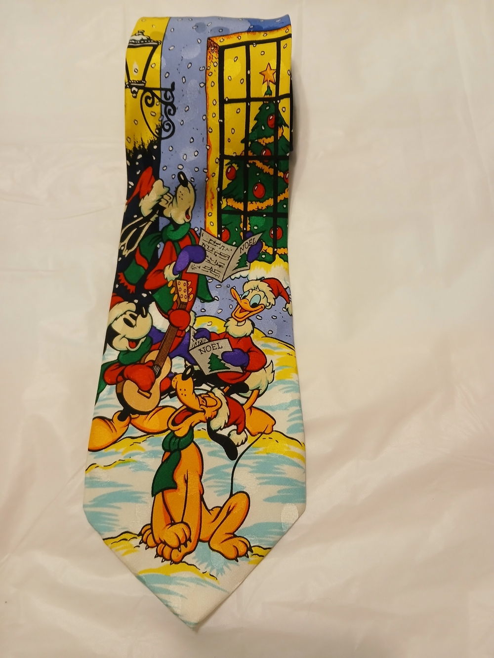 Disney Multicolor Holiday Cartoon Dress Tie - Yellow, Blue, Red, Green
